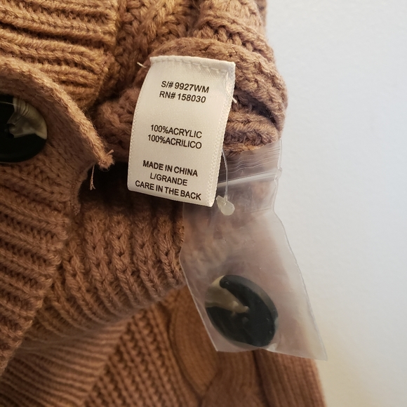 NWT Love Tree Cable Knit Cardigan Sweater, Size L, Mauve Pink - Picture 5 of 6